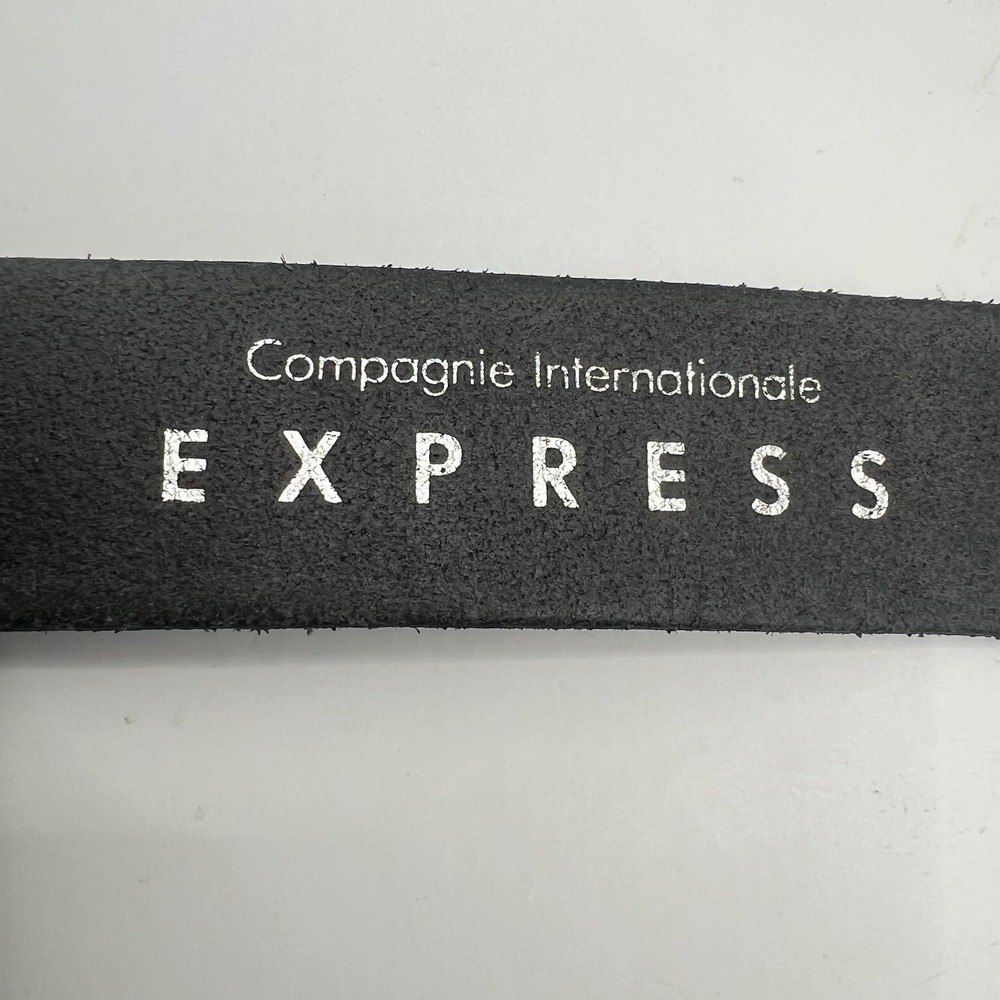 VTG 90s Compagnie Internationale Express Leather Belt S Black Two Prong Buckle - Picture 6 of 9